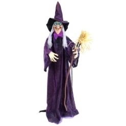 Northlight LED Lighted And Animated Witch Halloween Decoration - 5.5' Purple -Northlight 70163085487024