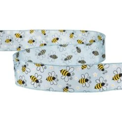 Northlight Bumblebee Design Wired Spring Craft Ribbon - 2.5" X 10 Yards - Blue 14 Northlight Bumblebee Design Wired Spring Craft Ribbon - 2.5" X 10 Yards - Blue -Northlight 70692951654192