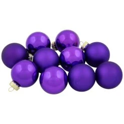 Northlight Shiny And Matte Purple Glass Ball Christmas Ornaments - 1.5" (40mm) - Purple - 10ct -Northlight 79857115715280