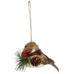Northlight Woodland Baby Bird With Plaid Winter Scarf Christmas Ornament - 5.5" Brown 13 Northlight Woodland Baby Bird With Plaid Winter Scarf Christmas Ornament - 5.5" Brown -Northlight 79857970830032