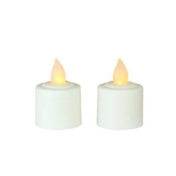 Northlight Pack Of 2 White Battery Operated LED Flickering Amber Lighted Christmas Votive Candles 1.5" -Northlight 80277346275344 1