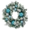 Northlight Flocked Pine With Glitter Ornaments Artificial Christmas Wreath - 24" - Unlit Blue 1 Northlight Flocked Pine With Glitter Ornaments Artificial Christmas Wreath - 24" - Unlit Blue -Northlight 80278873002000