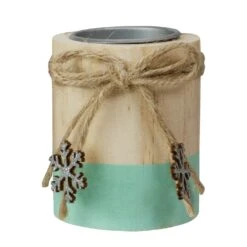 Northlight 3" Green And Natural Wood Christmas Tea Light Candle Holder -Northlight 8070479210588529312 2