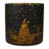 Northlight 6" Black And Gold Deer And Pine Trees Flameless Glass Candle Holder -Northlight 8070479210630472352