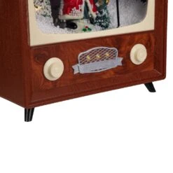 Northlight LED Lighted Musical Snowing Santa TV Set Christmas Decoration - 12" Brown -Northlight 8070596759634134240