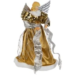 Northlight 12" Metallic Bronze And Silver Sequined Angel Christmas Tree Topper, Unlit 14 Northlight 12" Metallic Bronze And Silver Sequined Angel Christmas Tree Topper, Unlit -Northlight 8070648229772805344