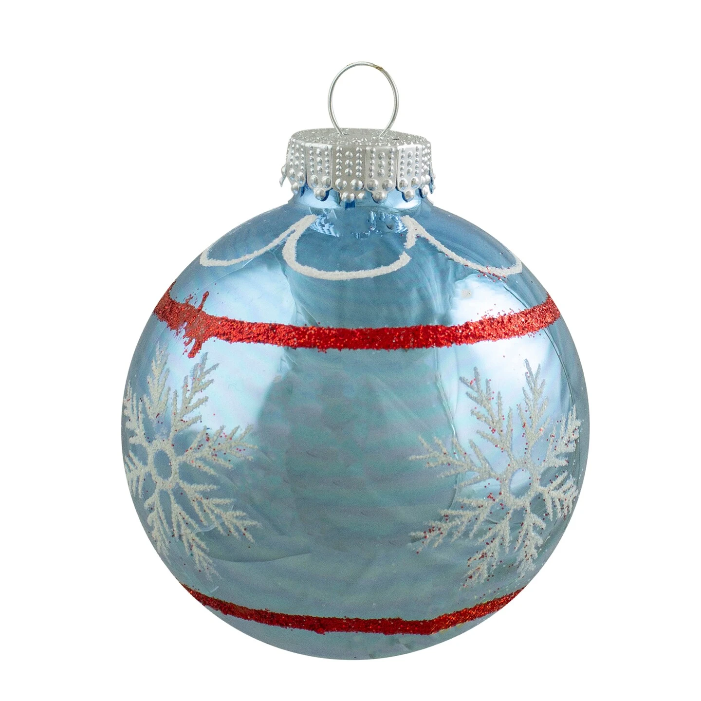 Northlight 4ct Silver And Blue Snowflake Glass Ball Christmas Ornament 2.75" (70mm) 8 Northlight 4ct Silver And Blue Snowflake Glass Ball Christmas Ornament 2.75" (70mm) - Image 6