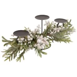 Northlight Frosted Mixed Foliage And Berries Christmas Triple Pillar Candle Holder - 26" Black 13 Northlight Frosted Mixed Foliage And Berries Christmas Triple Pillar Candle Holder - 26" Black -Northlight 8070664398173193440