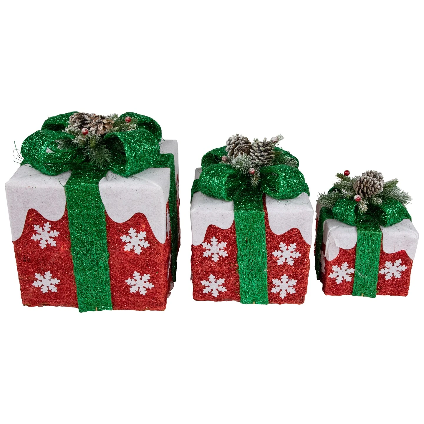Northlight Set Of 3 Lighted Red With White Snowflakes Gift Boxes Christmas Decorations 4 Northlight Set Of 3 Lighted Red With White Snowflakes Gift Boxes Christmas Decorations - Image 2