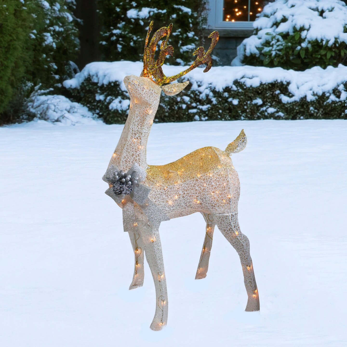 Northlight Lighted Standing Buck Outdoor Christmas Decoration - 48" - Warm White Lights 5 Northlight Lighted Standing Buck Outdoor Christmas Decoration - 48" - Warm White Lights - Image 3