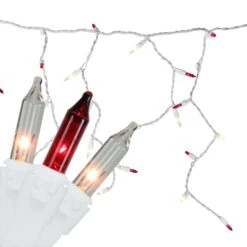 Northlight Mini Icicle Incandescent Christmas Lights - Red And Clear - 8.75' White Wire - 150ct -Northlight 8070813987167920800