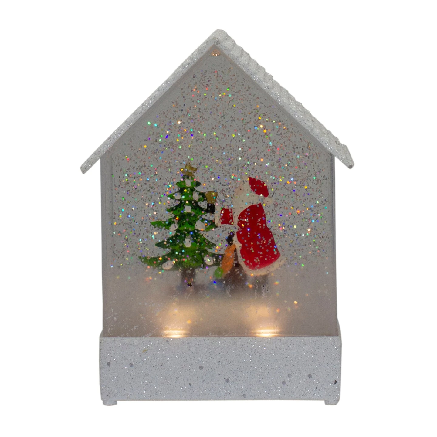 Northlight 8.25" White And Red House Shaped Christmas Snow Globe 4 Northlight 8.25" White And Red House Shaped Christmas Snow Globe - Image 2