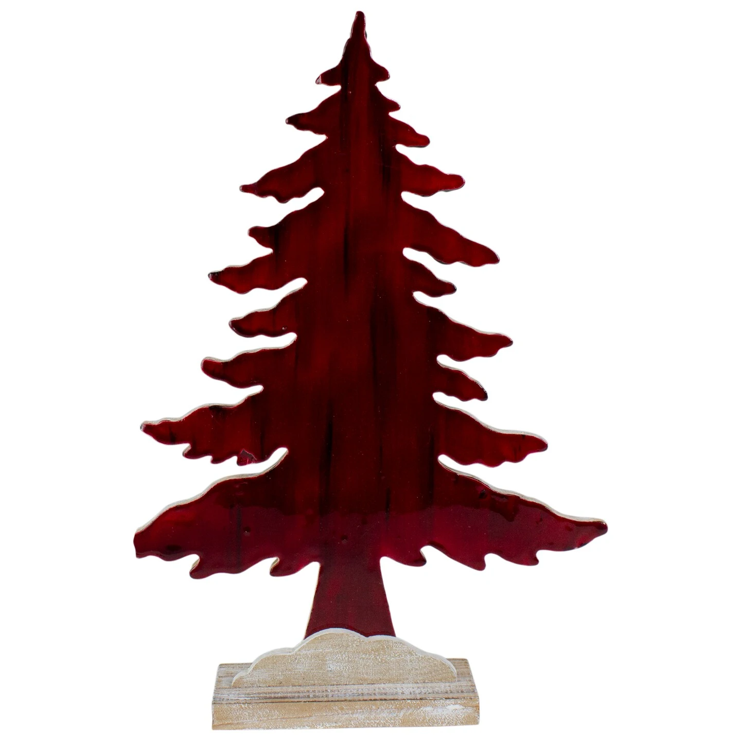 Northlight Stained Forest Tree On Washed Wood Base Christmas Decoration - 14" Red 3 Northlight Stained Forest Tree On Washed Wood Base Christmas Decoration - 14" Red