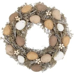Northlight 12" Natural Earth Speckled Egg Easter Twig Wreath Brown