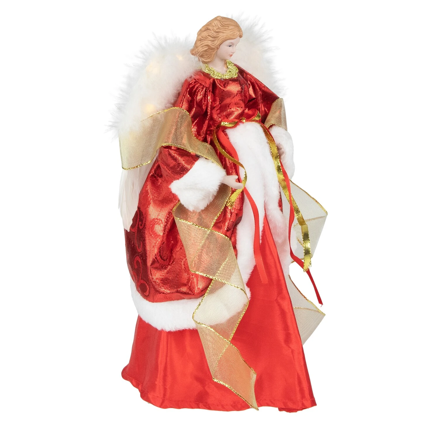 Northlight Angel With Lighted Wings Christmas Tree Topper - 14" - Red And White 6 Northlight Angel With Lighted Wings Christmas Tree Topper - 14" - Red And White - Image 4