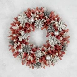 Northlight 13" Pink And White Wooden Floral Christmas Wreath With Pinecones 12 Northlight 13" Pink And White Wooden Floral Christmas Wreath With Pinecones -Northlight 8070965469210625248