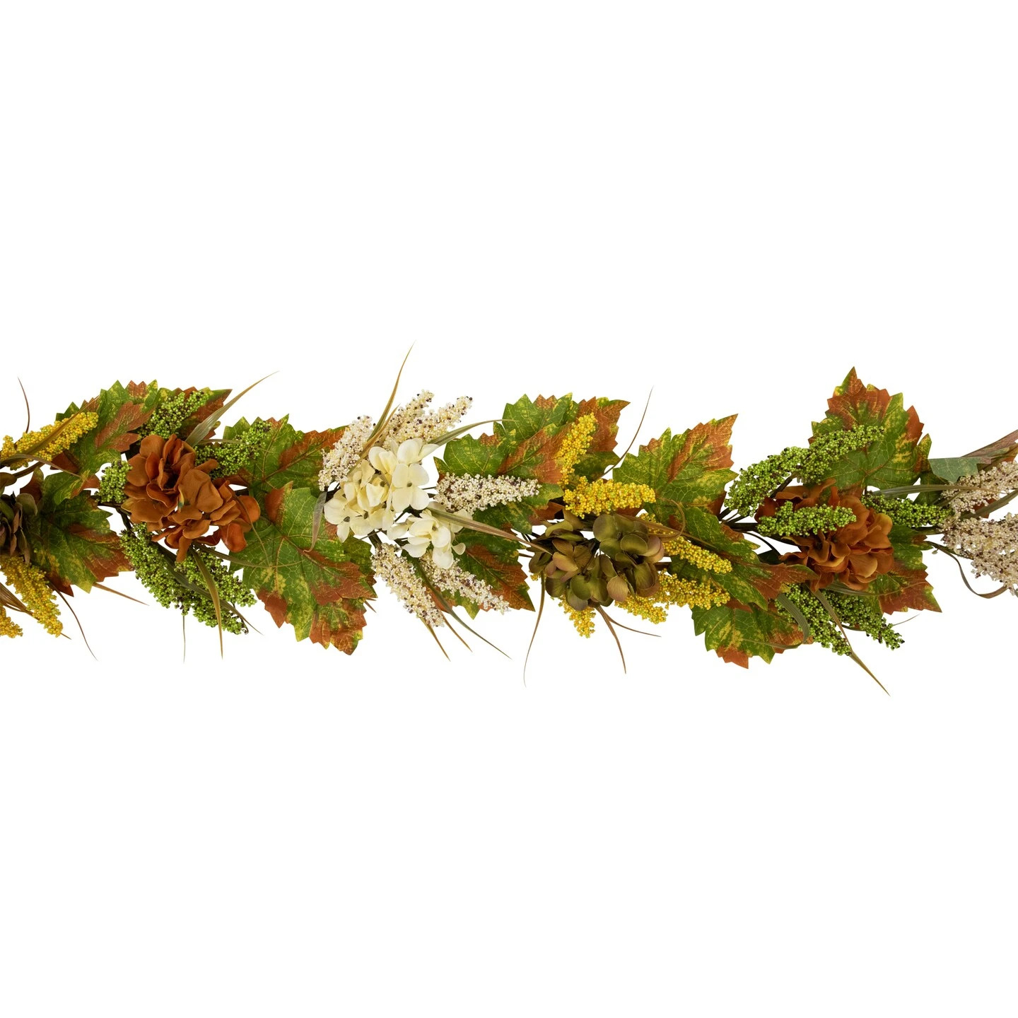 Northlight 5' X 10" Flowers With Wheat Artificial Fall Harvest Garland, Unlit Green 8 Northlight 5' X 10" Flowers With Wheat Artificial Fall Harvest Garland, Unlit Green - Image 6