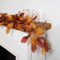 Northlight 5' X 8" Berries With Orange And Red Leaves Artificial Fall Harvest Garland, Unlit 14 Northlight 5' X 8" Berries With Orange And Red Leaves Artificial Fall Harvest Garland, Unlit -Northlight 82967349529104