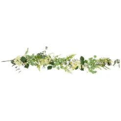 Northlight Hydrangea And Eucalyptus Artificial Floral Spring Garland - 5' White