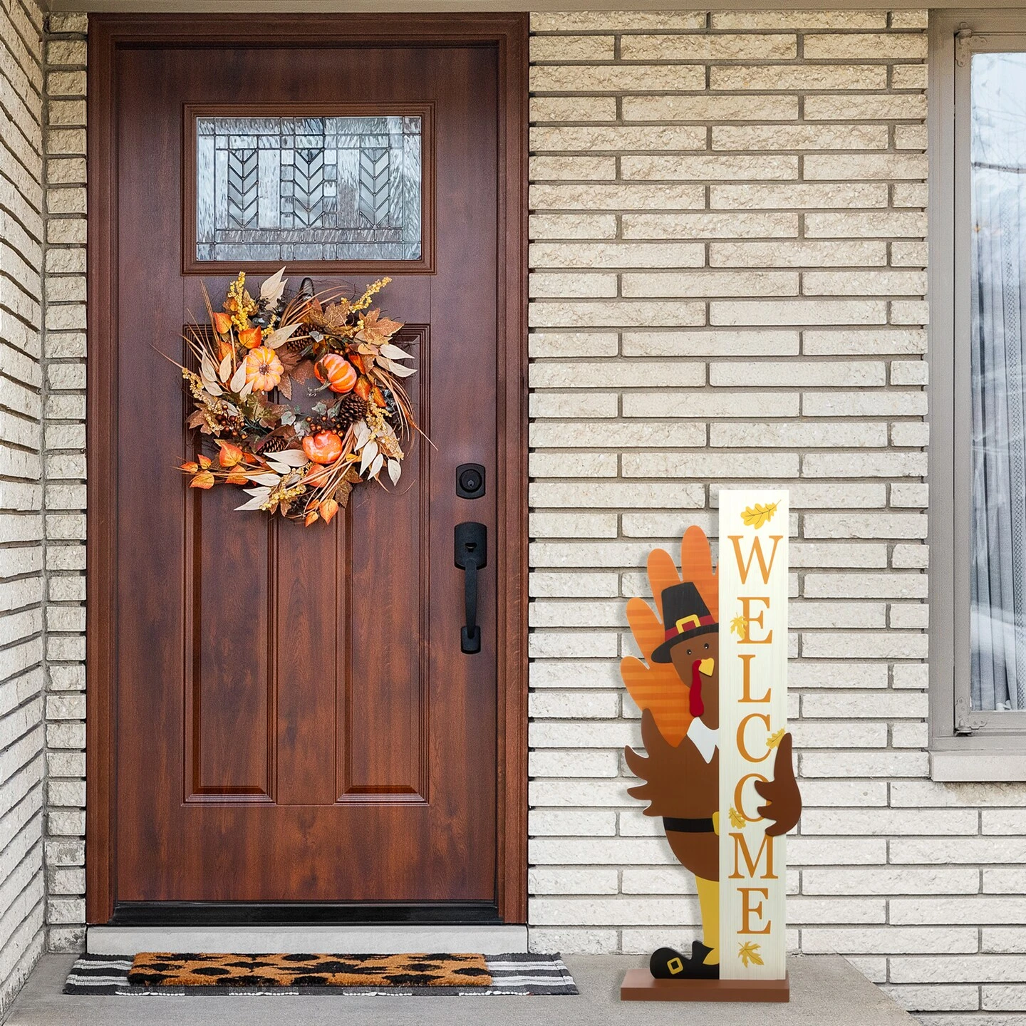 Northlight Turkey Welcome Fall Harvest Outdoor Porch Sign - 35.5" Brown 4 Northlight Turkey Welcome Fall Harvest Outdoor Porch Sign - 35.5" Brown - Image 2