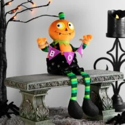 Northlight Jack O Lantern Halloween Decoration With Boo Banner- 14" Multi