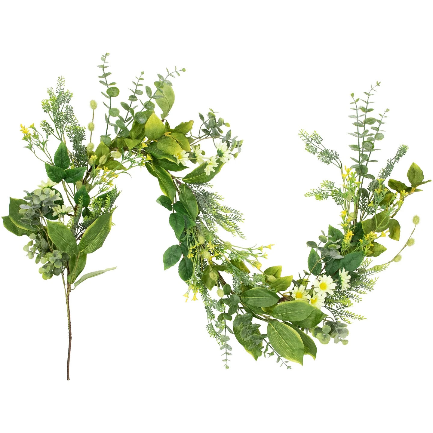 Northlight Mixed Foliage And Daisy Spring Garland - 5' Green 4 Northlight Mixed Foliage And Daisy Spring Garland - 5' Green - Image 2