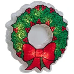 Northlight Lighted Wreath Window Silhouette Christmas Decoration - 11" - Clear Lights Green 14 Northlight Lighted Wreath Window Silhouette Christmas Decoration - 11" - Clear Lights Green -Northlight 90113039856592