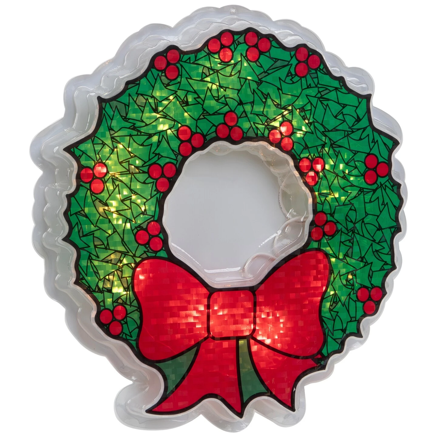 Northlight Lighted Wreath Window Silhouette Christmas Decoration - 11" - Clear Lights Green 7 Northlight Lighted Wreath Window Silhouette Christmas Decoration - 11" - Clear Lights Green - Image 5