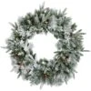 Northlight Real Touch™️ Pre-Lit Flocked Rosemary Emerald Angel Pine Artificial Christmas Wreath - 30" - Clear LED Lights Green