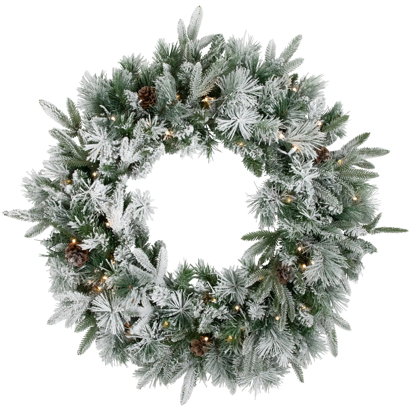 Northlight Real Touch™️ Pre-Lit Flocked Rosemary Emerald Angel Pine Artificial Christmas Wreath - 30" - Clear LED Lights Green 3 Northlight Real Touch™️ Pre-Lit Flocked Rosemary Emerald Angel Pine Artificial Christmas Wreath - 30" - Clear LED Lights Green