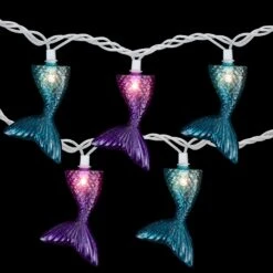 Northlight Mermaid Tails Patio Light Set - 6' White Wire - 10ct Blue -Northlight 99303042721936
