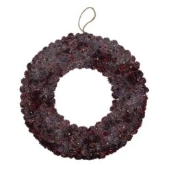 Northlight 18" Wine Burgundy Glitter Pine Cone Artificial Christmas Wreath, Unlit -Northlight D027270S 11