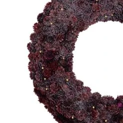Northlight 18" Wine Burgundy Glitter Pine Cone Artificial Christmas Wreath, Unlit -Northlight D027270S 13