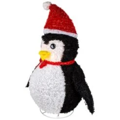 Northlight 32" Pre-Lit Outdoor Chenille Penguin With Santa Hat Christmas Yard Art Decoration -Northlight D027327S 12