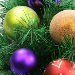 Northlight 24" Pre-Decorated Multicolor Ball Ornament Long Needle Pine Artificial Christmas Wreath, Unlit 12 Northlight 24" Pre-Decorated Multicolor Ball Ornament Long Needle Pine Artificial Christmas Wreath, Unlit -Northlight D027330S 12