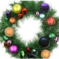 Northlight 24" Pre-Decorated Multicolor Ball Ornament Long Needle Pine Artificial Christmas Wreath, Unlit 13 Northlight 24" Pre-Decorated Multicolor Ball Ornament Long Needle Pine Artificial Christmas Wreath, Unlit -Northlight D027330S 13