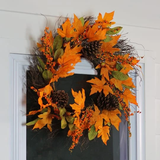 Northlight 24" Autumn Harvest Decorative Artificial Berries, Leaves, Pine Cones And Twigs Wreath 5 Northlight 24" Autumn Harvest Decorative Artificial Berries, Leaves, Pine Cones And Twigs Wreath - Image 3
