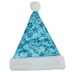 Northlight 14" Adult Medium Sequin Snowflake Santa Hat, Blue -Northlight D046156S 1 1