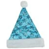 Northlight 14" Adult Medium Sequin Snowflake Santa Hat, Blue -Northlight D046156S 1