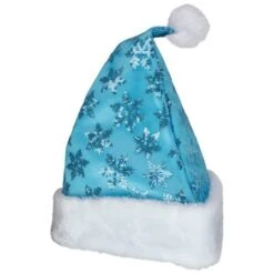 Northlight 14" Adult Medium Sequin Snowflake Santa Hat, Blue -Northlight D046156S 2