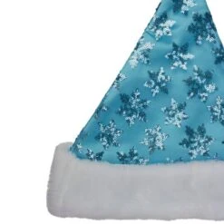 Northlight 14" Adult Medium Sequin Snowflake Santa Hat, Blue -Northlight D046156S 4