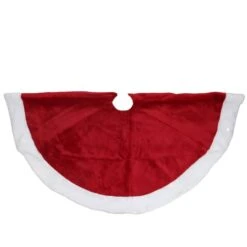 Northlight 48" Red & White Velveteen Tree Skirt -Northlight D046222S 2