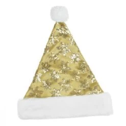 Northlight 14" Adult Medium Sequin Snowflake Santa Hat, Gold -Northlight D046269S 11