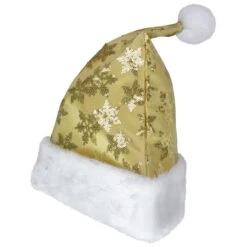 Northlight 14" Adult Medium Sequin Snowflake Santa Hat, Gold -Northlight D046269S 12