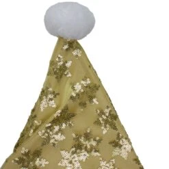 Northlight 14" Adult Medium Sequin Snowflake Santa Hat, Gold -Northlight D046269S 14
