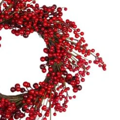 Northlight 20" Shiny Red Berry Artificial Wreath With Brown Twig Accents, Unlit -Northlight D046303S 13