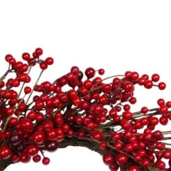 Northlight 20" Shiny Red Berry Artificial Wreath With Brown Twig Accents, Unlit -Northlight D046303S 14