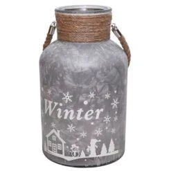 Northlight 12" Silver Winter Scene Christmas Pillar Candle Lantern 11 Northlight 12" Silver Winter Scene Christmas Pillar Candle Lantern -Northlight D046316S 11