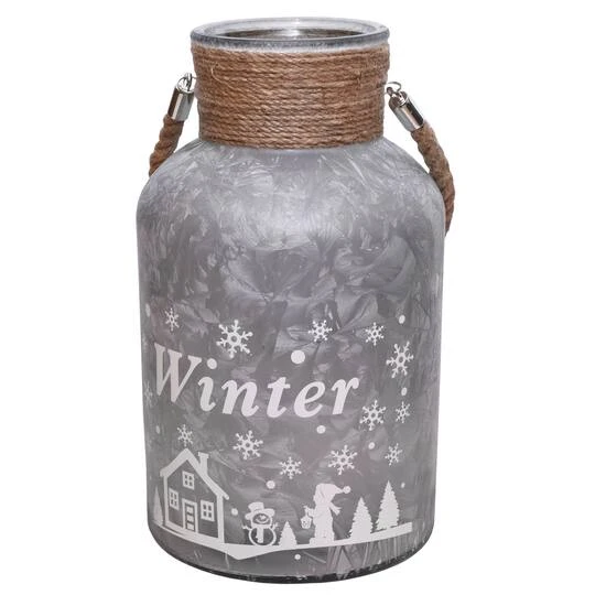 Northlight 12" Silver Winter Scene Christmas Pillar Candle Lantern 6 Northlight 12" Silver Winter Scene Christmas Pillar Candle Lantern - Image 4