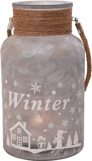 Northlight 12" Silver Winter Scene Christmas Pillar Candle Lantern 7 Northlight 12" Silver Winter Scene Christmas Pillar Candle Lantern - Image 5